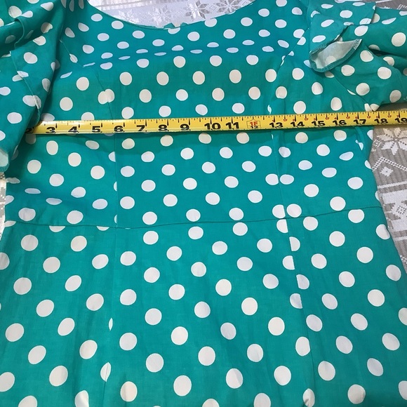 Sisjuly Dress Women’s Size Large Ruffle Sleeves Polka Dot Turquoise White - Picture 10 of 14